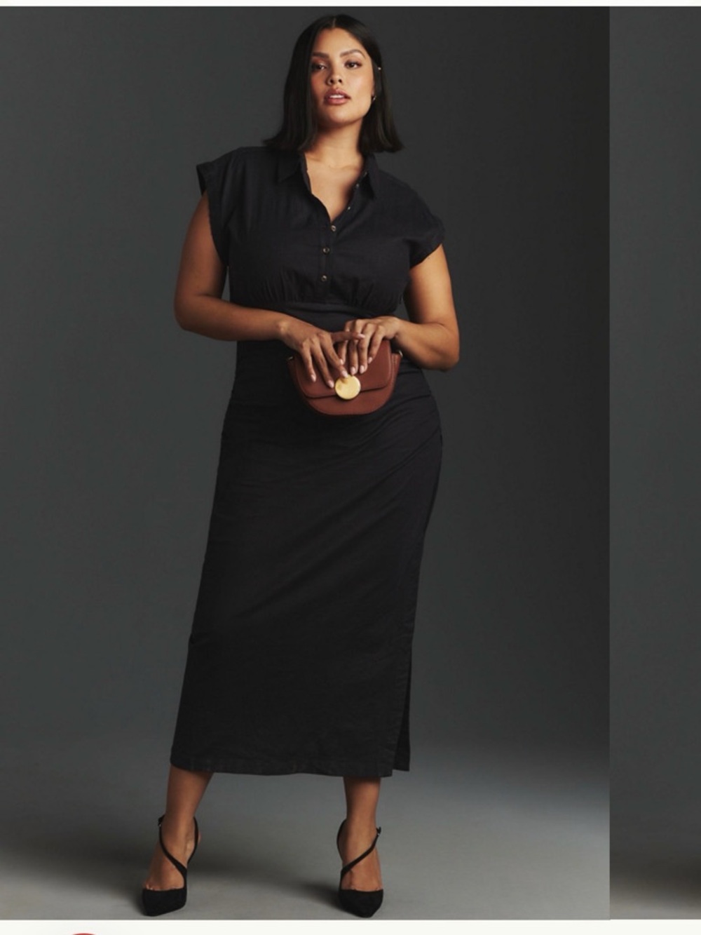 Anthropologie Black Linen Dress